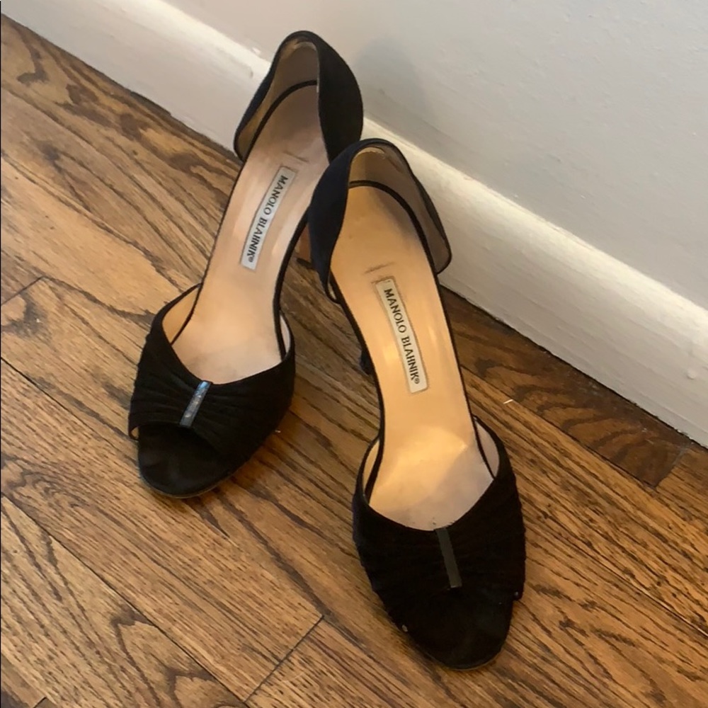 Manolo Blahnik black suede heel sandal 41